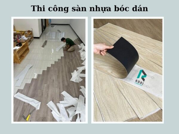 thi công sàn nhựa bóc dán
