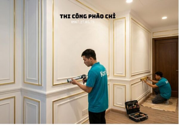 Thi công phào chỉ tường nhựa PS