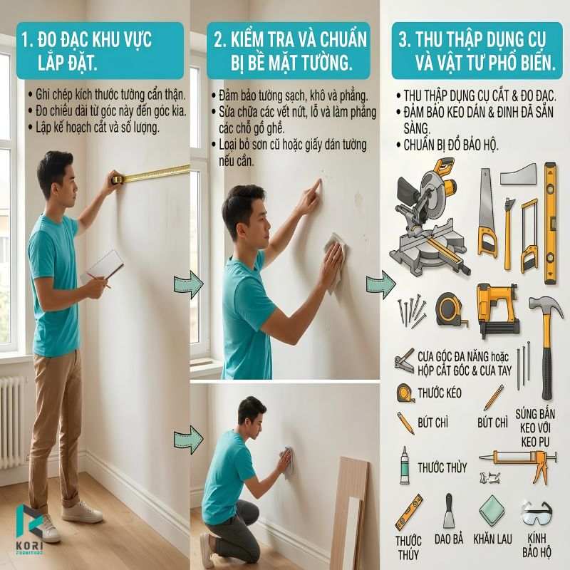 Chuẩn bị trước khi thi công lắp đặt phào chỉ PU