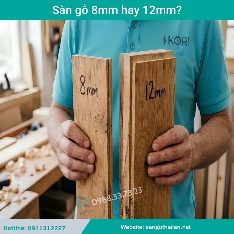 Sàn gỗ 8mm hay 12mm