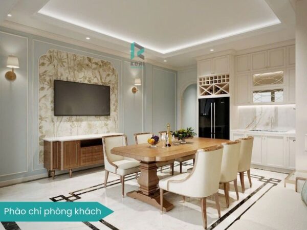 phào chỉ màu trắng trơn cho phòng khách
