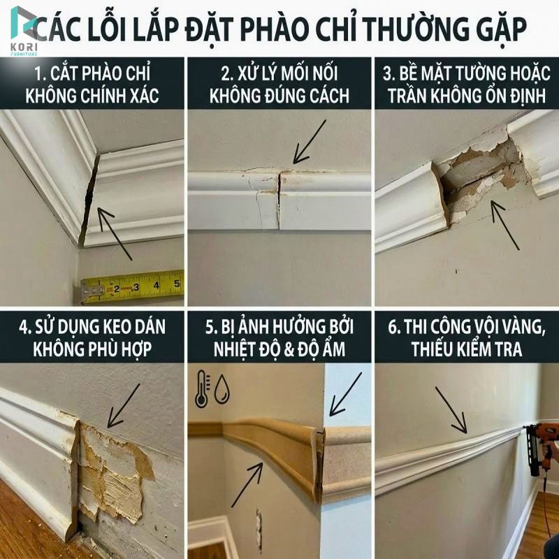 Các lỗi lắp đặt phào chỉ thường gặp