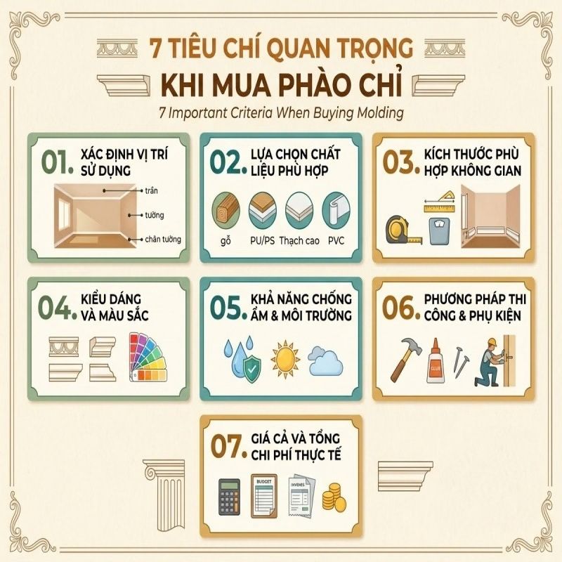 Các tiêu chí chọn phào chỉ 