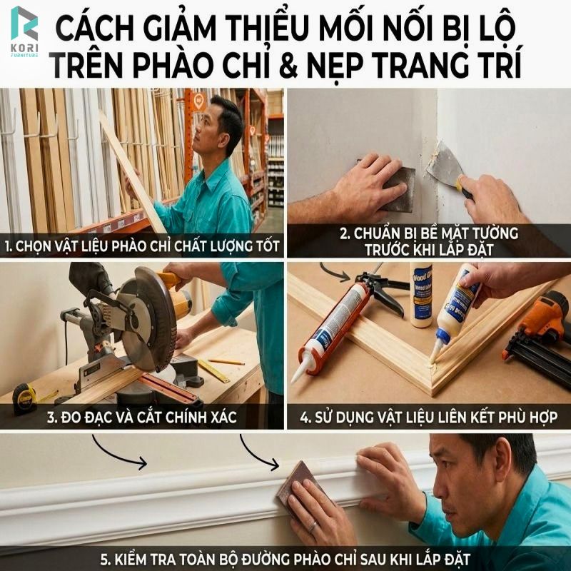 Cách phào chỉ giảm hở mối nối